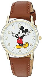 【中古】【輸入品・未使用】DISNEY Women's Mickey Mouse Analog-Quartz Watch with Leather-Synthetic Strap%カンマ% Brown%カンマ% 18 (Model: W002756)