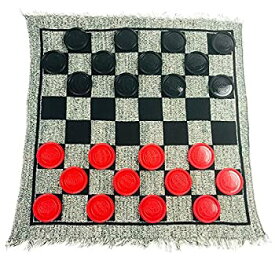 【中古】【輸入品・未使用】YH Poker 3 in 1 Giant Checkers Set and Tic Tac Toe Game with Reversible Rug - Indoor and Outdoor Board Game for Family