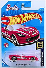【中古】【輸入品・未使用】Hot Wheels 2018 Basic Die-Cast Hw Screen Time - '14 Corvette Stingray Convertible (Pink/White - Barbie Car)