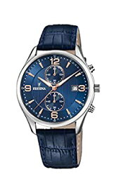 【中古】【輸入品・未使用】レザーストラップF6855 / 6とFestinaメンズクロノグラフクォーツ時計