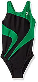 【中古】【輸入品・未使用】(24%カンマ% Black/Green) - TYR SPORT Girl's Alliance T-Splice Maxfit Swimsuit