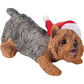 【中古】【輸入品・未使用】Sandicast Yorkshire Terrier with Santa Hat Christmas Ornament