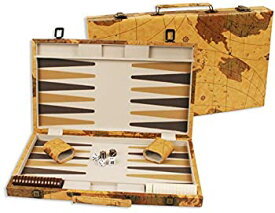 【中古】【輸入品・未使用】21 inch Leatherette Backgammon set with Beautiful Old World Map Design