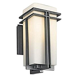 【中古】【輸入品・未使用】Kichler Lighting 49201BK FL Tremillo 14-1/2-Inch Light Fluorescent Outdoor Wall Lantern%カンマ% Black with Satin-Etched Cased Opal Glass b