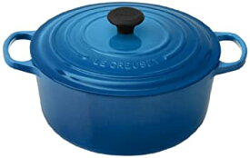 【中古】【輸入品・未使用】Le Creuset サイン入り エナメル加工 鋳鉄製 7-1/4クオート ラウンド型 フレンチオーブン　 7-1/4 qt ブルー LS2501-2859