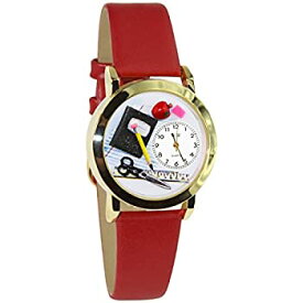 【中古】【輸入品・未使用】[女性用腕時計]Whimsical Watches English Teacher Red Leather and Goldtone Unisex Quartz Watch with White Dial Analogue Display and Multi