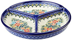 【中古】【輸入品・未使用】Polish Pottery Ceramika Boleslawiec%カンマ% 0727/238%カンマ% Mercedes Divided Platter%カンマ% 27cm in Diameter%カンマ% Royal Blue Patterns with Red