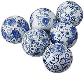 【中古】【輸入品・未使用】(6%カンマ% White) - Oriental Furniture 7.6cm Blue & White Decorative Porcelain Ball Set(B)