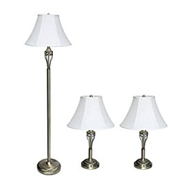【中古】【輸入品・未使用】Elegant Designs LC1001-ABS Three Pack Lamp Set (2 Table Lamps%カンマ% 1 Floor Lamp)%カンマ% Antique Brass [並行輸入品]