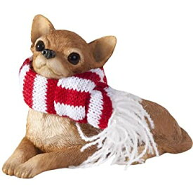 【中古】【輸入品・未使用】Sandicast Lying Tan Chihuahua with Red and White Scarf Christmas Ornament by Sandicast [並行輸入品]