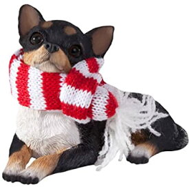 【中古】【輸入品・未使用】Sandicast Lying Tri Chihuahua with Red and White Scarf Christmas Ornament [並行輸入品]