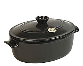 【中古】【輸入品・未使用】(6l%カンマ% Charcoal) - Emile Henry Flame Oval Stewpot Dutch Oven%カンマ% 6l%カンマ% Charcoal