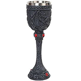 【中古】【輸入品・未使用】Celtic Gothic Duelling Dragon Resin Wine Goblet Chalice With Stainless Steel Cup by Pacific Trading