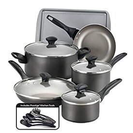 【中古】【輸入品・未使用】Farberware ノンスティック調理器具15点セット 食洗器対応 None グレー 21896