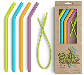 【中古】【輸入品・未使用】Reusable Food Grade Silicone Drinking Straws - BPA Free%カンマ% Dishwasher Clean%カンマ% Safe for Kids by Softy Straws