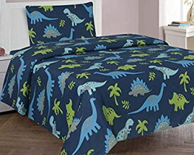 【中古】【輸入品・未使用】(Twin%カンマ% Dinosaur) - Twin 3 Pieces Printed Kids Sheets Bed Cover with Pillow Case with Modern Designs (DINOSAUR)