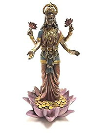 【中古】【輸入品・未使用】幸運の象徴 吉祥天 蓮の上のラクシュミー 彫像 ヒンズー神/ Lakshmi Hindu Goddess on Lotus Statue Sculpture[並行輸入品