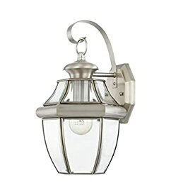 【中古】【輸入品・未使用】Livex Lighting 2151-91 Monterey 1 Light Outdoor Brushed Nickel Finish Solid Brass Wall Lantern with Clear Beveled Glass [並行輸入品]