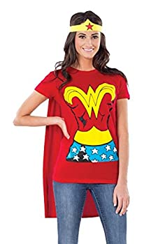 【輸入品・未使用】DC Comics Wonder Woman T-Shirt With Cape And Headband Costume [並行輸入品]