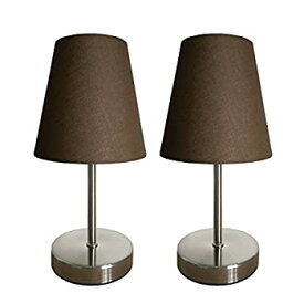 【中古】【輸入品・未使用】Simple Designs LT2013-BWN-2PK Sand Nickel Mini Basic Table Lamp 2 Pack Set with Fabric Shades%カンマ% Brown [並行輸入品]