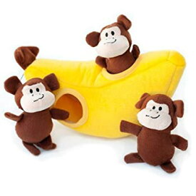 【中古】【輸入品・未使用】ZippyPaws Burrow Squeaky Hide and Seek Plush Dog Toy%カンマ% Monkey 'n Banana by ZippyPaws [並行輸入品]