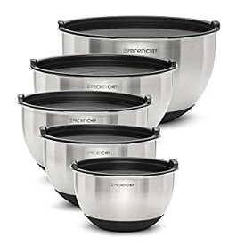 【中古】【輸入品・未使用】PriorityChef 5 Piece Mixing Bowls With Non Slip Silicone Bottom%カンマ% Stainless Steel With Lids Included%カンマ% Stackable For Easy Storage