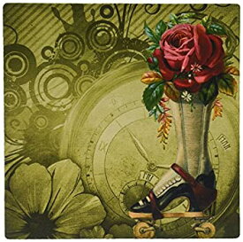 【中古】【輸入品・未使用】3dRose LLC 8 x 8 x 0.25 Inches Mouse Pad%カンマ% Vintage Victorian Steampunk Roller Skate Boot with Red Rose Clock Background (mp_102680_1
