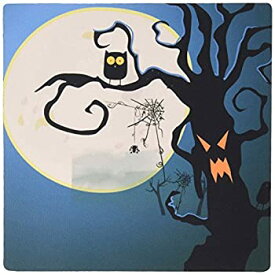 【中古】【輸入品・未使用】3dRose LLC 8 x 8 x 0.25 Inches Mouse Pad%カンマ% Spooky Haunted Halloween Tree with Full Moon Perched Owl and Spider Webs Vector Illustrat