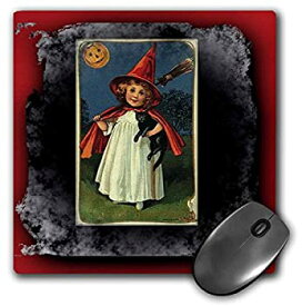 【中古】【輸入品・未使用】3dRose LLC 8 x 8 x 0.25 Inches Vintage Halloween Witch Girl and Black Cat Mouse Pad (mp_6195_1) [並行輸入品]
