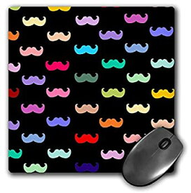 【中古】【輸入品・未使用】3dRose LLC 8 x 8 x 0.25 Inches Mouse Pad%カンマ% Colorful Rainbow Mustache Pattern on Black (mp_56657_1) [並行輸入品]