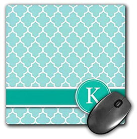 【中古】【輸入品・未使用】3dRose LLC 8 x 8 x 0.25 Inches Mouse Pad%カンマ% Personalized Letter K Aqua Blue Quatrefoil Pattern Teal Turquoise Mint Monogrammed Person