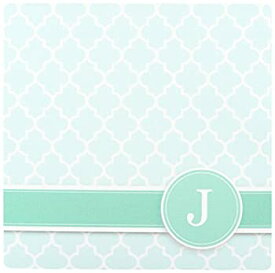 【中古】【輸入品・未使用】3dRose LLC 8 x 8 x 0.25 Inches Mouse Pad%カンマ% Personalized Letter J Aqua Blue Quatrefoil Pattern Teal Turquoise Mint Monogrammed Person