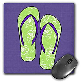 【中古】【輸入品・未使用】3dRose LLC 8 x 8 x 0.25 Inches Mouse Pad%カンマ% Cute Flip Flops Lime Green Flower Print on Purple (mp_77534_1) [並行輸入品]