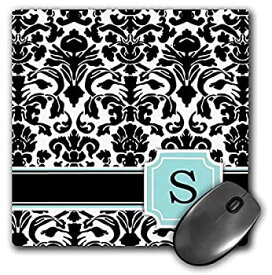 【中古】【輸入品・未使用】3dRose LLC 8 x 8 x 0.25 Inches Mouse Pad%カンマ% Letter S Personal Monogrammed Mint Blue Black and White Damask Pattern Classy Personalize