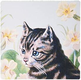 【中古】【輸入品・未使用】3dRose LLC 8 x 8 x 0.25 Inches Mouse Pad%カンマ% Cute Grey Kitten Vintage Art Tabby Cat With Sweet Blue Eyes In Garden White Flowers Gray
