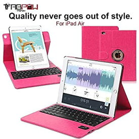 【中古】【輸入品・未使用】iPad Air Keyboard Case%カンマ% TabPow 360 Rotating Case Series - Hot Pink Classic Folio PU Leather Case Cover with Detachable Bluetooth Ke