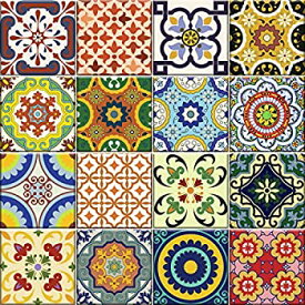 【中古】【輸入品・未使用】(Backslash peel and Stick C) - Backsplash Tile Stickers 24 PC Set Traditional Talavera Tiles Stickers Bathroom & Kitchen Tile Decals Ea