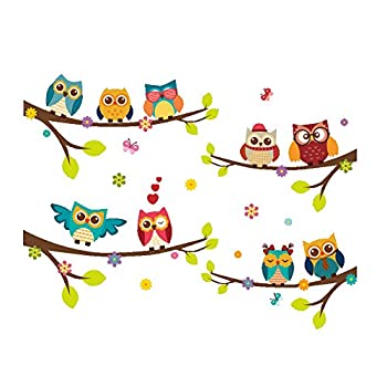 [ElecMotive]ElecMotive Wall Stickers of Tree Owls Birds Wall Decals for Kids Rooms Nursery Baby  Bedroom EW-0226167 [並行輸入品]