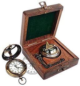 【中古】【輸入品・未使用】Hanzla Collection ヴィンテージ 海洋風 プッシュボタン 日時計 コンパス スタイル アンティーク 真鍮 航海 懐中時計