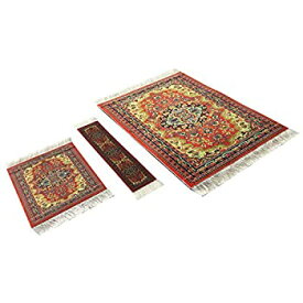 【中古】【輸入品・未使用】Set Red Woven Rug Mouse Pad + Rug Coaster + Rug Bookmark - Persian Style Carpet Mousemat Miniature Rug [並行輸入品]