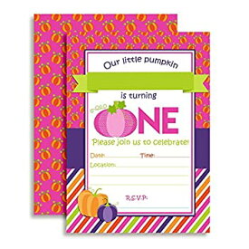 【中古】【輸入品・未使用】Pumpkin Girl 1st Birthday Party Invitations%カンマ% Ten 13cm x 18cm Fill In Cards with 10 White Envelopes by AmandaCreation