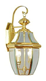 【中古】【輸入品・未使用】Livex Lighting 2251-02 Monterey 2 Light Outdoor Polished Brass Finish Solid Brass Wall Lantern with Clear Beveled Glass [並行輸入品]