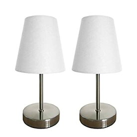 【中古】【輸入品・未使用】Simple Designs LT2013-WHT-2PK Sand Nickel Mini Basic Table Lamp 2 Pack Set with Fabric Shades%カンマ% White [並行輸入品]