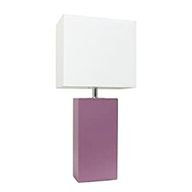 【中古】【輸入品・未使用】Elegant Designs LT1025-PRP Modern Leather Table Lamp with White Fabric Shade%カンマ% Purple [並行輸入品]