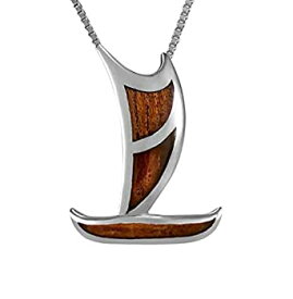 【中古】【輸入品・未使用】Aloha Jewelry Company スターリングシルバー コアウッド 航海カヌー ネックレスペンダント 18インチボックスチェーン付き
