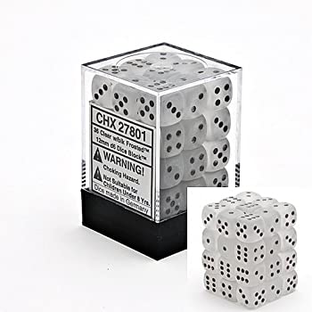 Chessex Dice d6 Sets: Frosted Clear with Black - 12mm Six Sided Die (36) Block of Dice [並行輸入品]