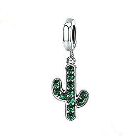 【中古】【輸入品・未使用】Green Cactus Charm 925 Sterling Silver Botany Charm Beads for Fashion Charms Bracelet & Necklace