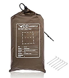 【中古】【輸入品・未使用】スコットランド発 DD Tarp 3x3 耐水性 3000mm ハンモックのフライにも最適なタープ & 6 x 9%ダブルクォーテ% Tent Pegs セット (Coyote brown) [並行