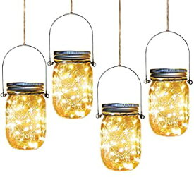 【中古】【輸入品・未使用】Solar Mason Jar Lights%カンマ%4 Pack 30 Led Starry Fairy String Hanging Jar Lights%カンマ%Solar Lanterns for Outdoor Patio Party Garden Weddi