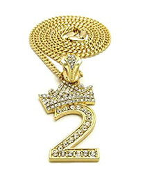 【中古】【輸入品・未使用】Shiny Jewelers USA メンズ アイスアウト ナンバー1~9 ペンダント 3mm/24インチ キューバチェーンネックレス